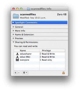 Setting sharing permissions from the Finder