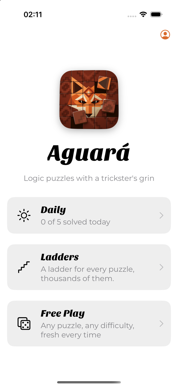 Home screen: Daily, Ladders and Free Play